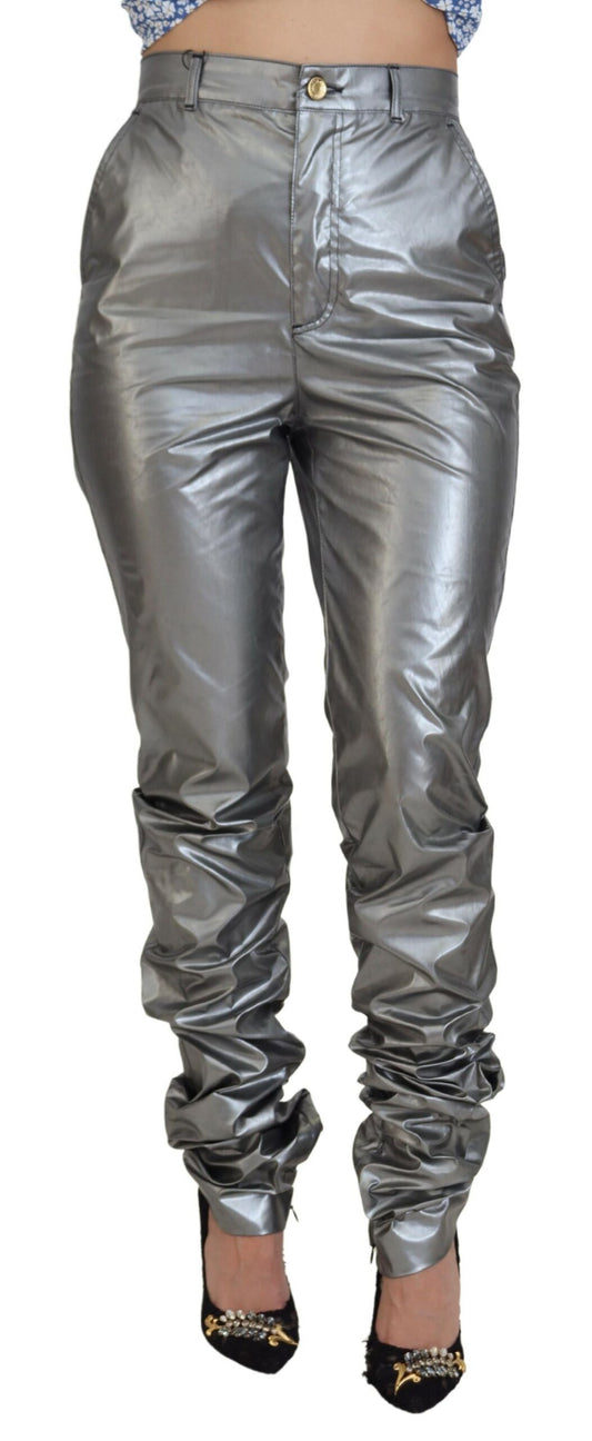 Pantalon skinny taille haute argenté métallisé Dolce & Gabbana