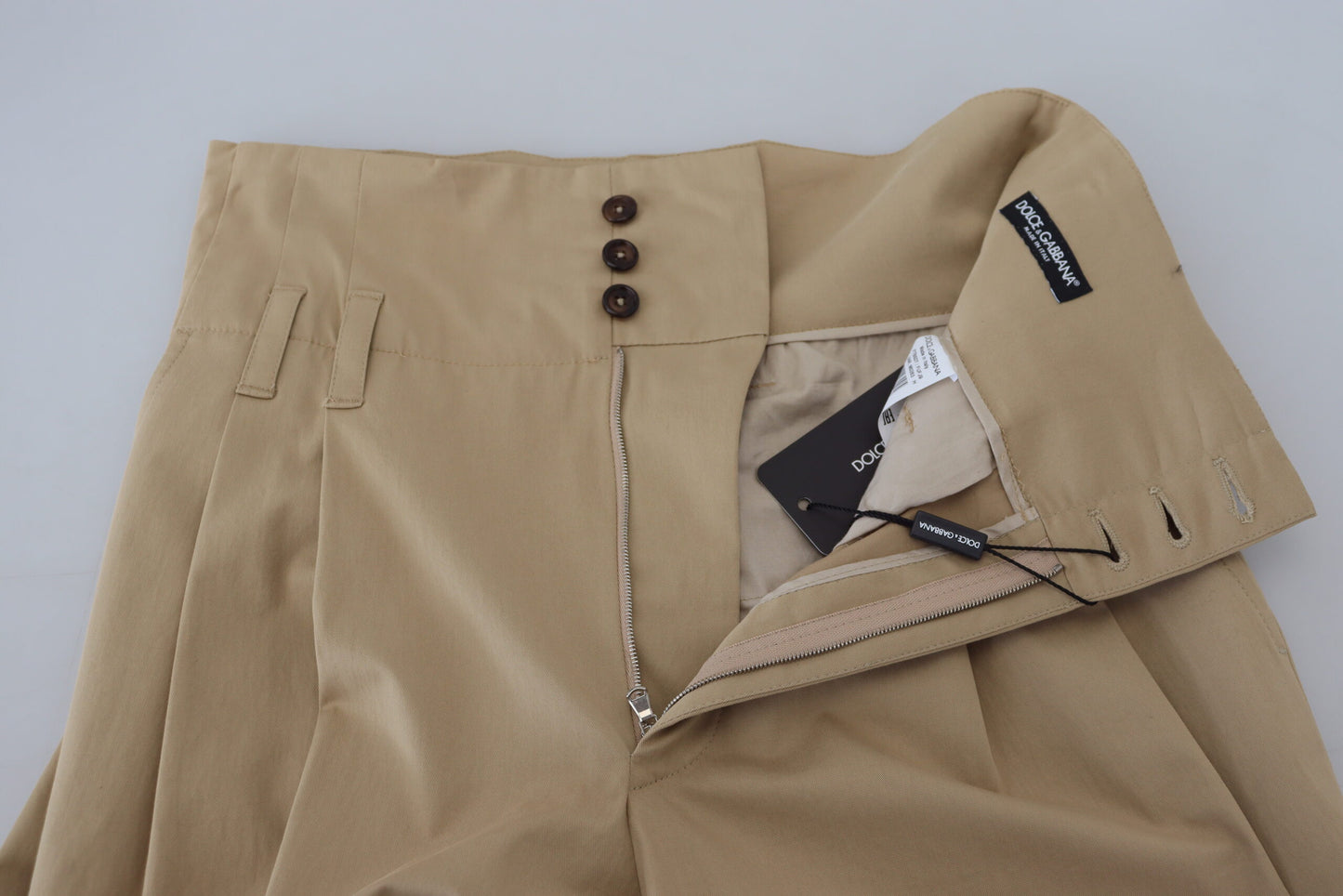 Pantalon fuselé taille haute en coton marron Dolce & Gabbana