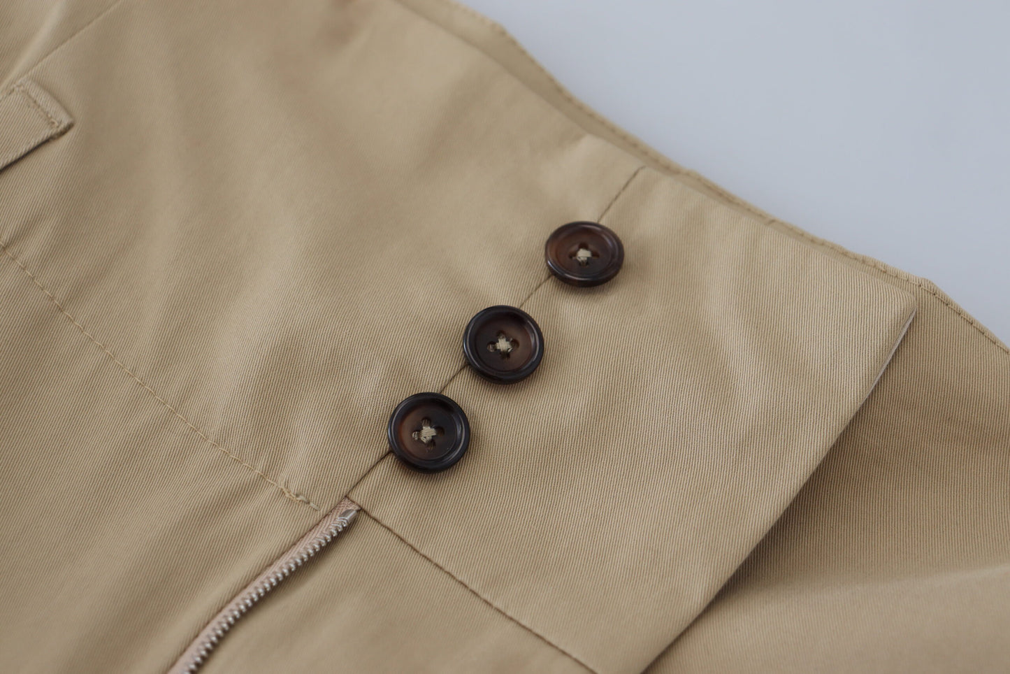 Pantalon fuselé taille haute en coton marron Dolce & Gabbana