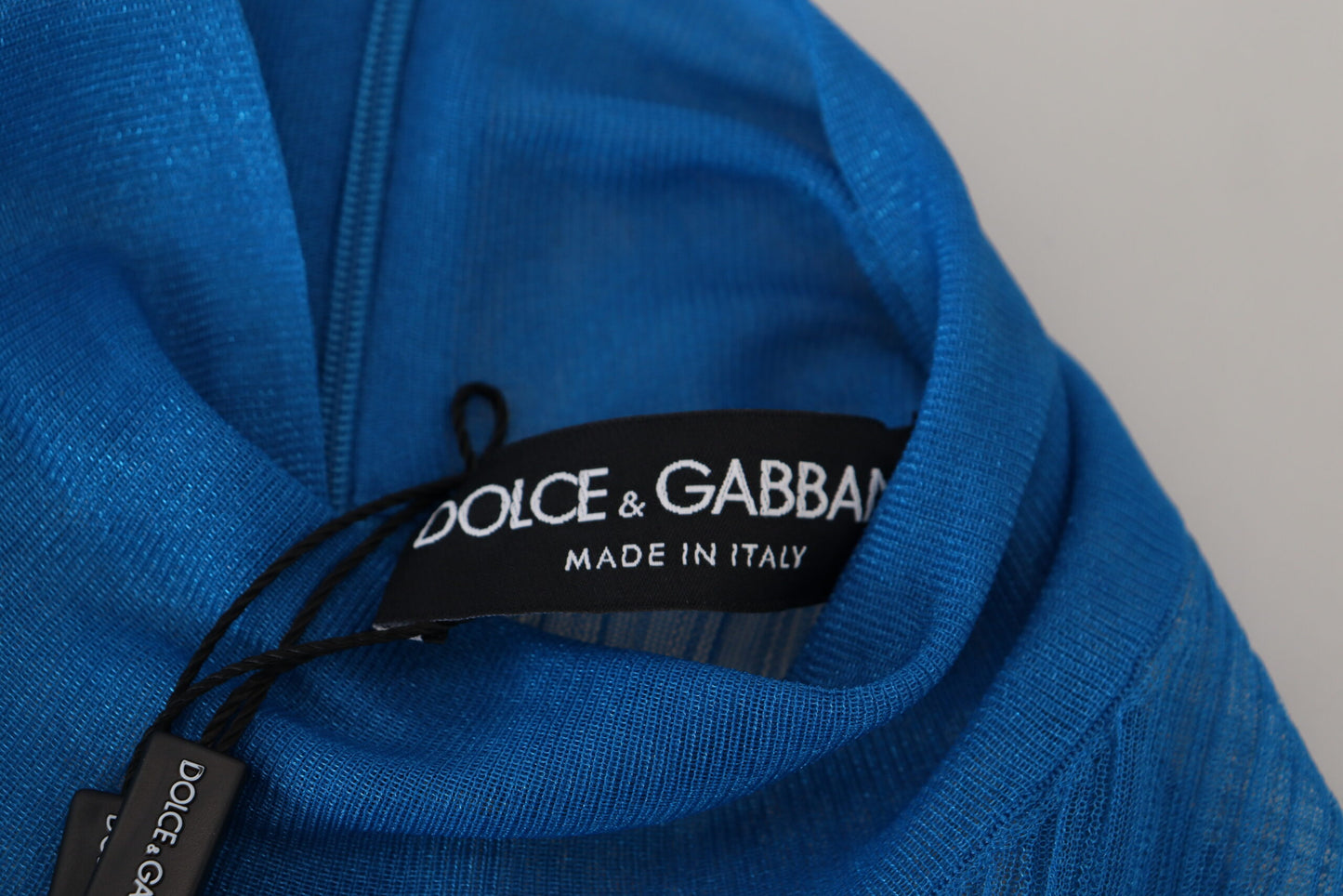 Chemisier à manches longues et col roulé en maille bleue Dolce & Gabbana