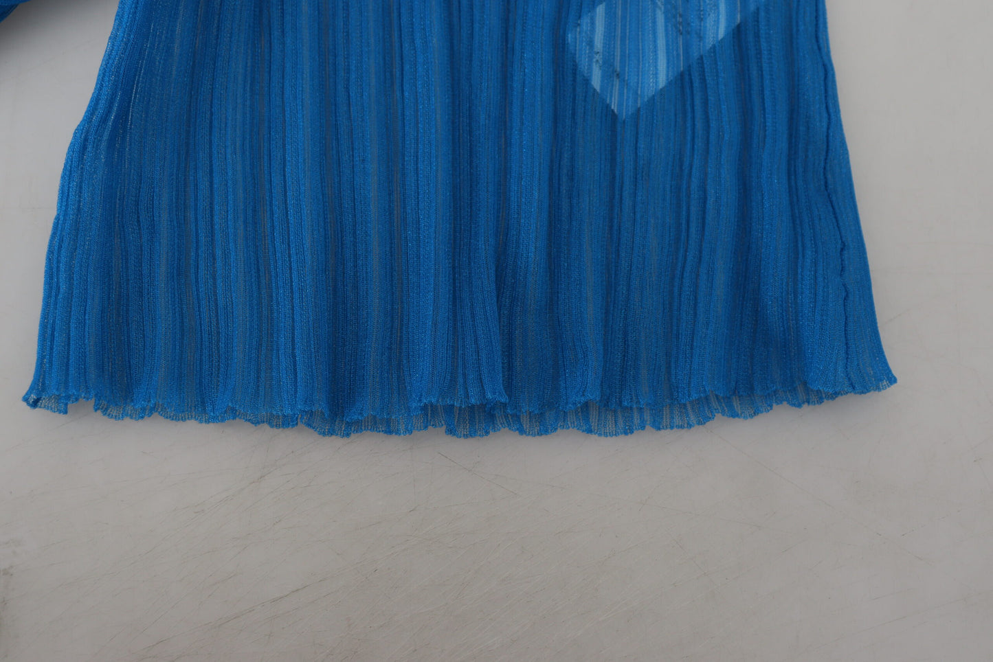 Chemisier à manches longues et col roulé en maille bleue Dolce & Gabbana