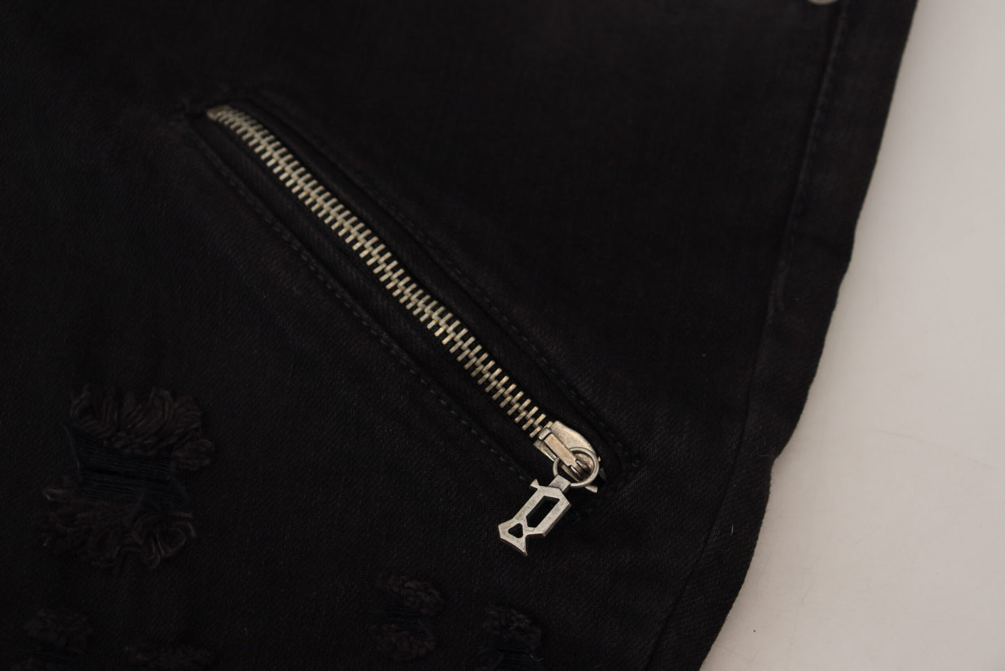 Jean slim taille moyenne en coton noir John Galliano