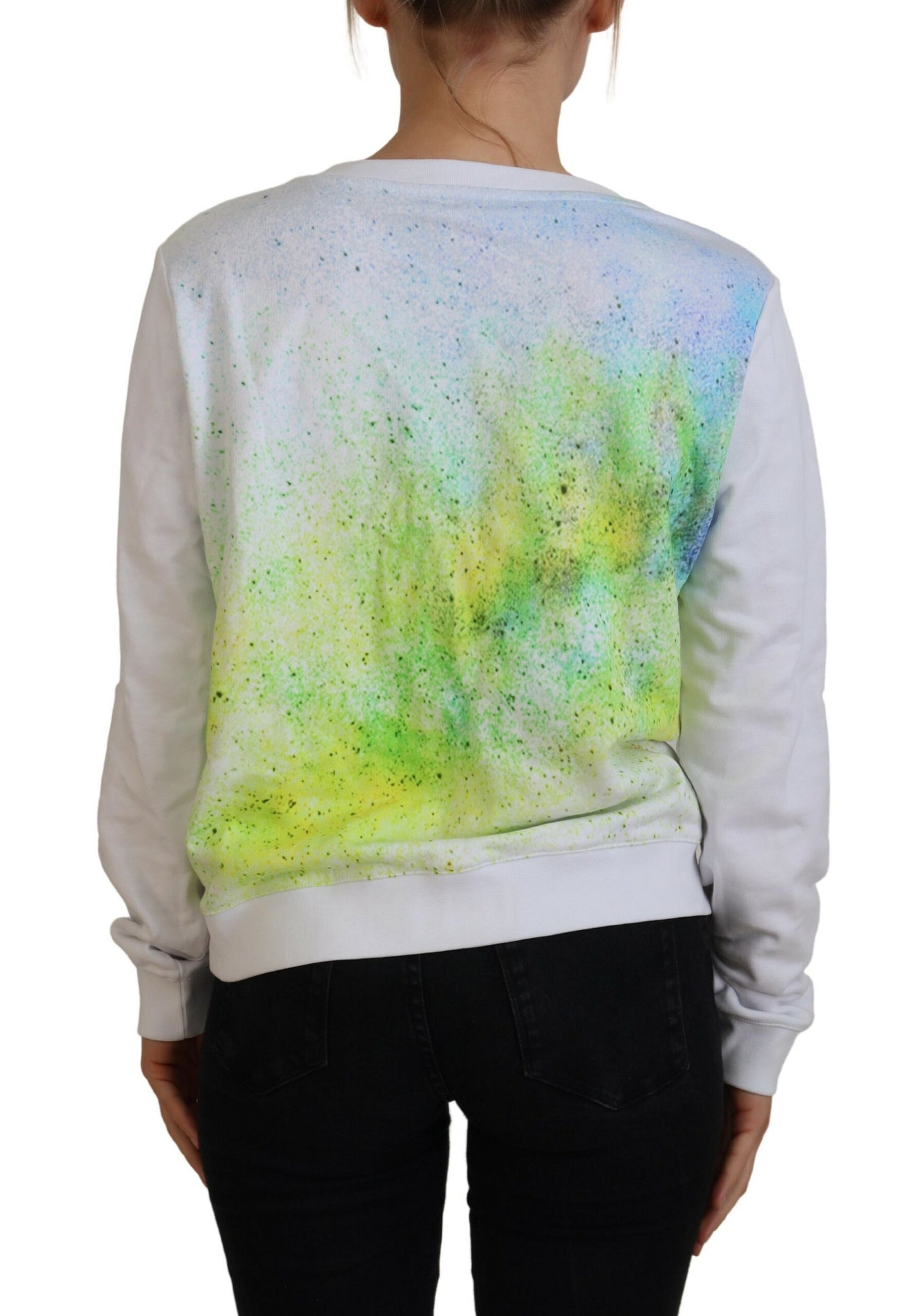 Pull à manches longues blanc à imprimé graphique Versace Jeans