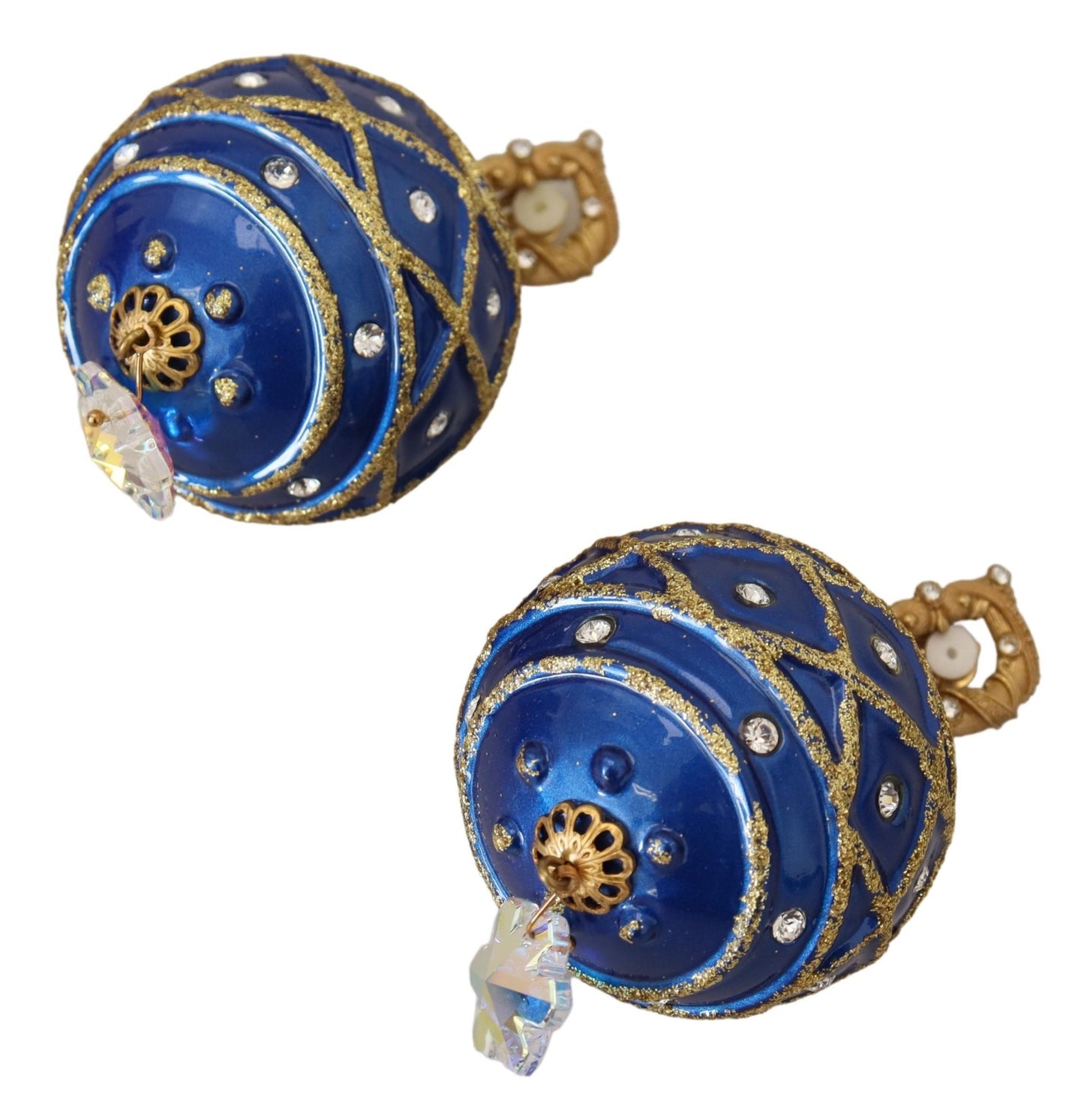Boucles d'oreilles à clip Dolce & Gabbana en laiton doré et cristal bleu