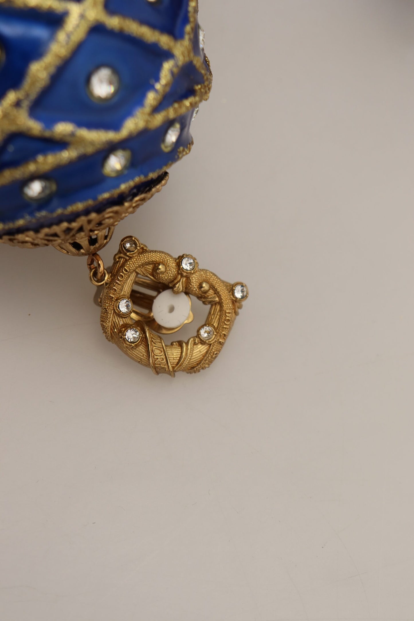 Boucles d'oreilles à clip Dolce & Gabbana en laiton doré et cristal bleu