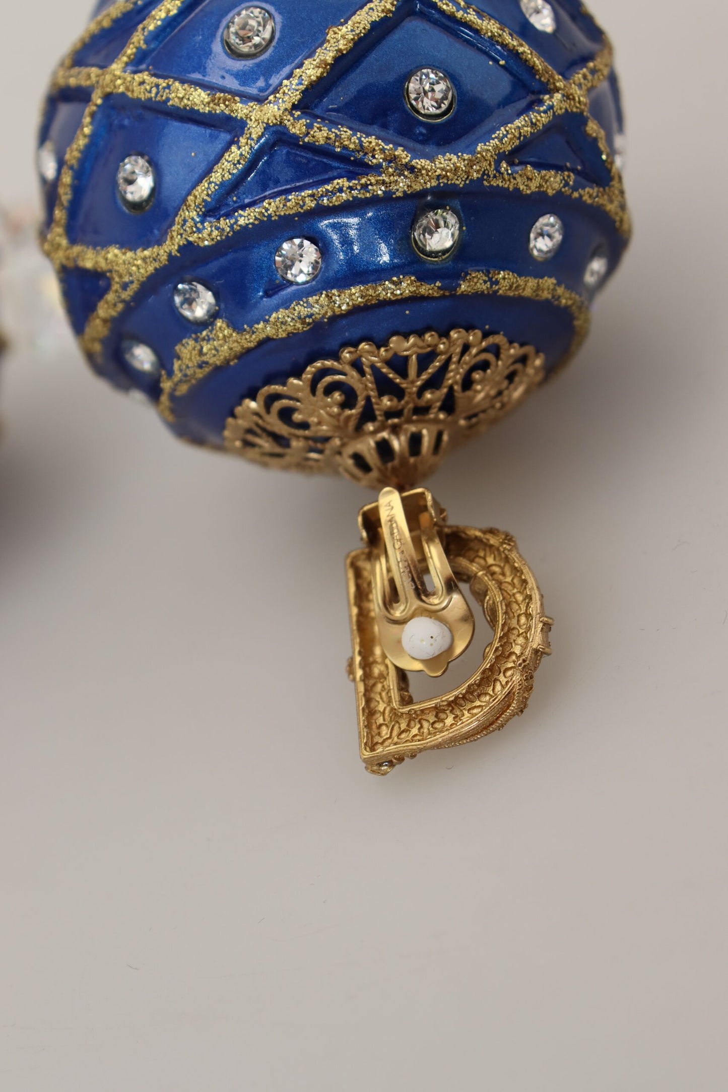 Boucles d'oreilles à clip Dolce & Gabbana en laiton doré et cristal bleu