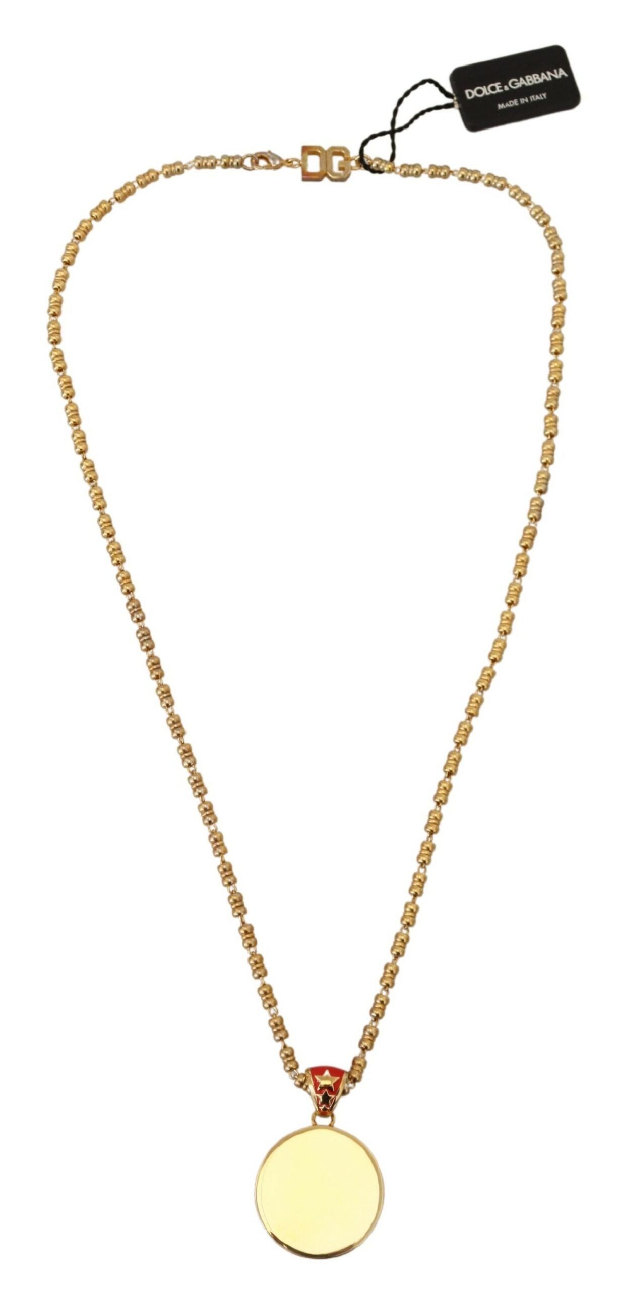 Collier Dolce & Gabbana avec pendentif logo SUPER PIG en laiton doré