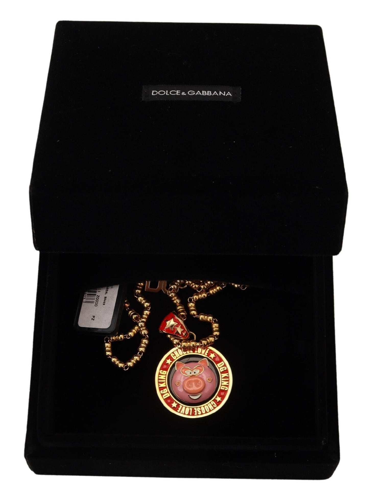 Collier Dolce & Gabbana avec pendentif logo SUPER PIG en laiton doré