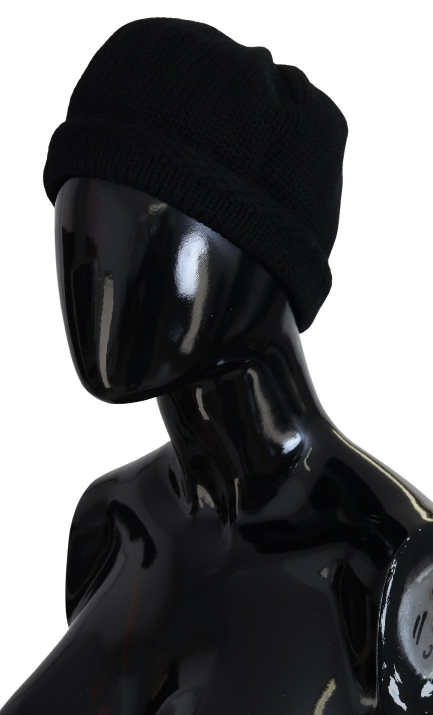 Bonnet d'hiver en laine vierge noire Dolce & Gabbana pour femme