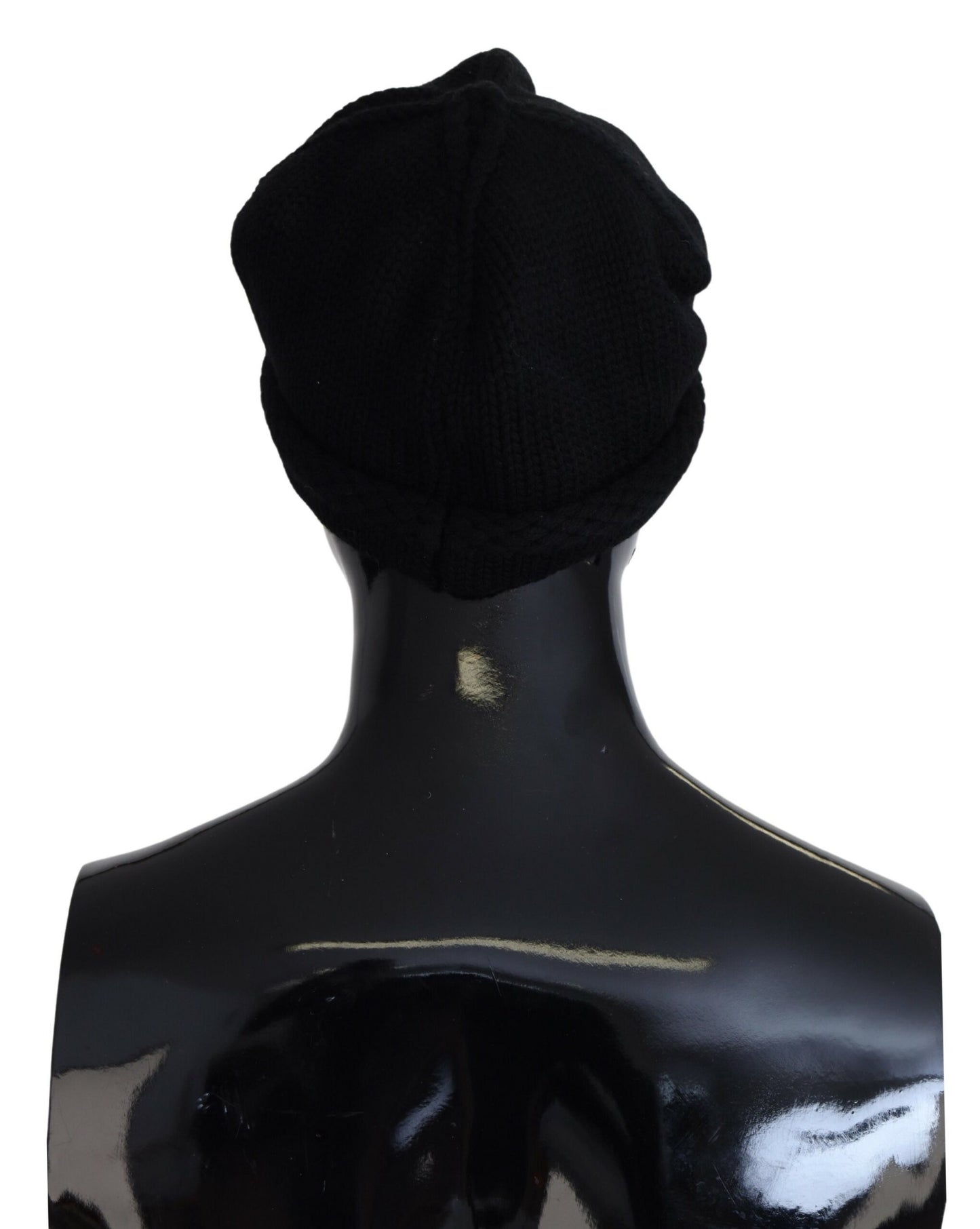 Bonnet d'hiver en laine vierge noire Dolce & Gabbana pour femme