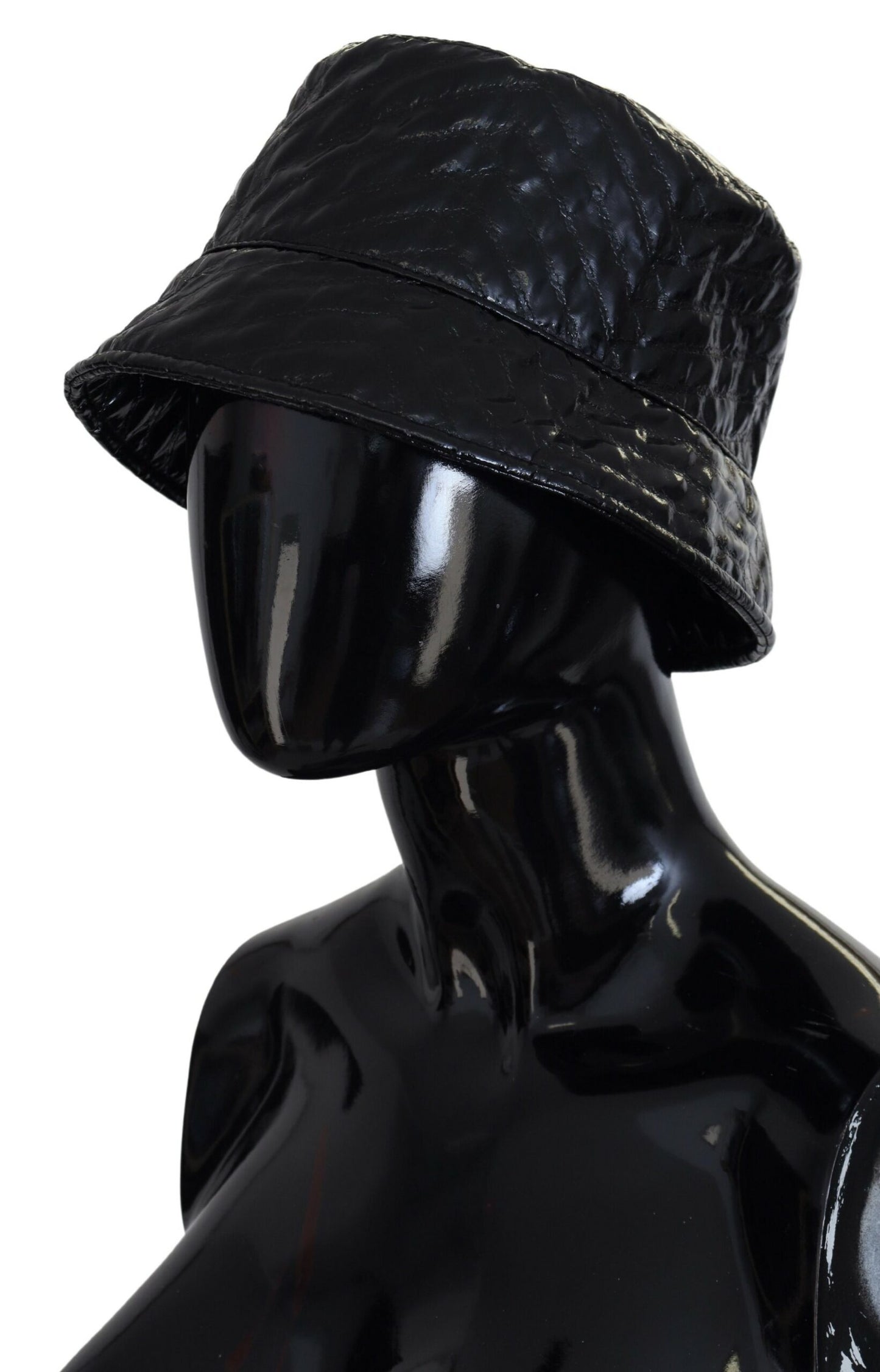 Chapeau bob en similicuir matelassé noir Dolce & Gabbana pour femme