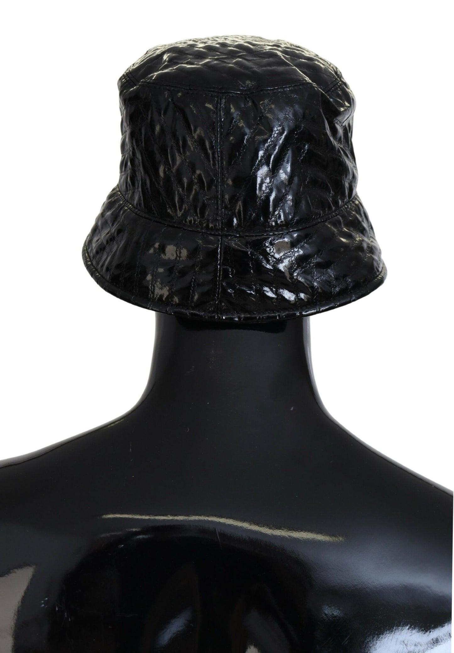 Chapeau bob en similicuir matelassé noir Dolce & Gabbana pour femme