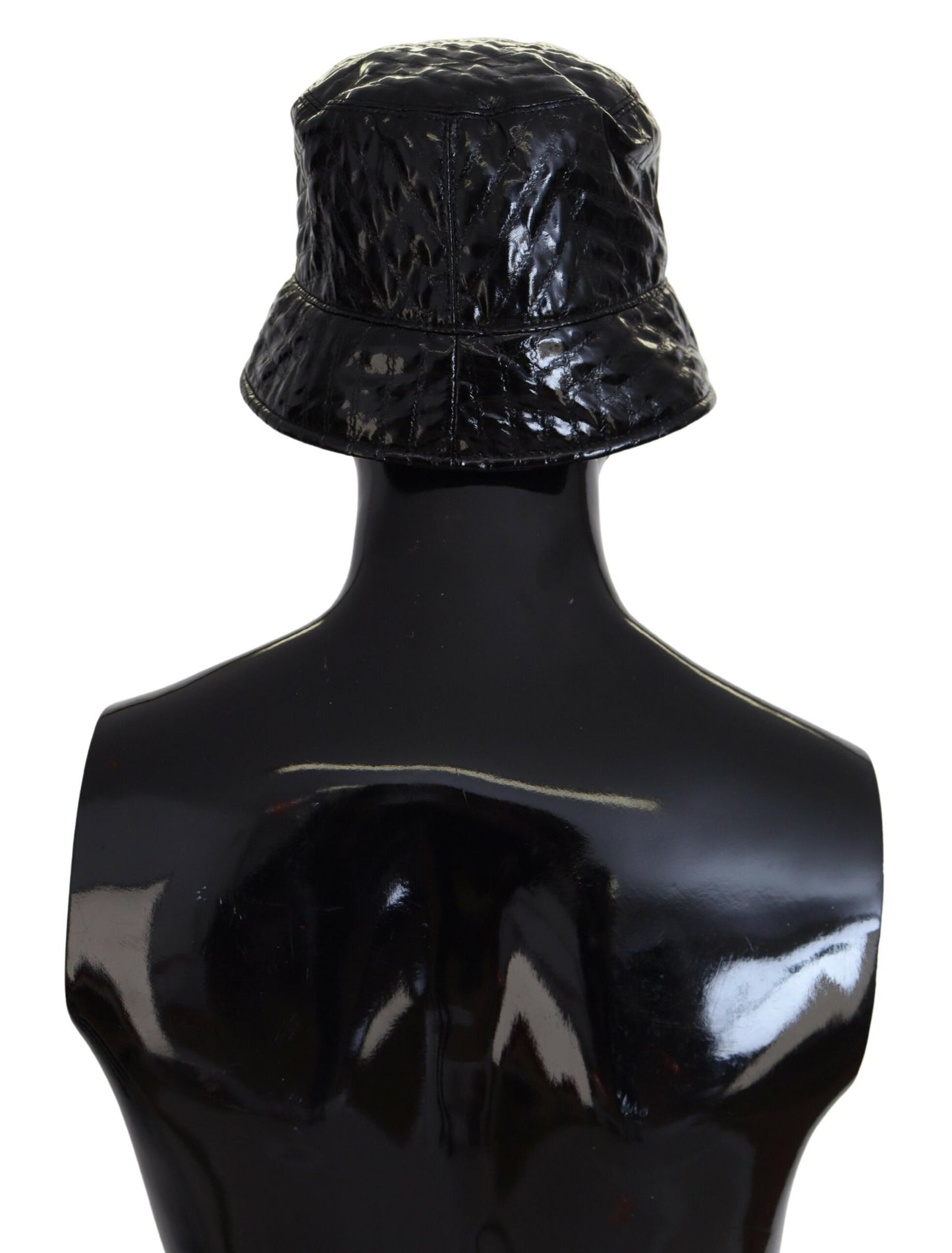 Chapeau bob en similicuir matelassé noir Dolce & Gabbana pour femme