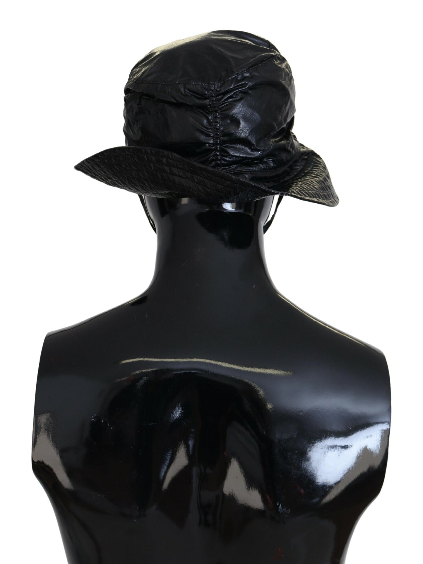 Chapeau bob en similicuir matelassé noir Dolce & Gabbana pour femme