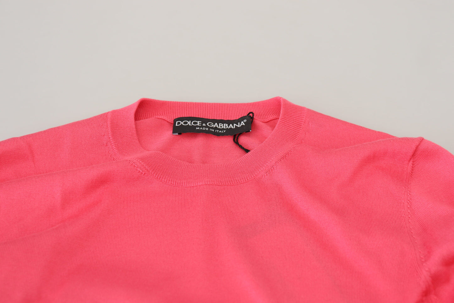 Pull court à col ras du cou en soie rose Dolce & Gabbana