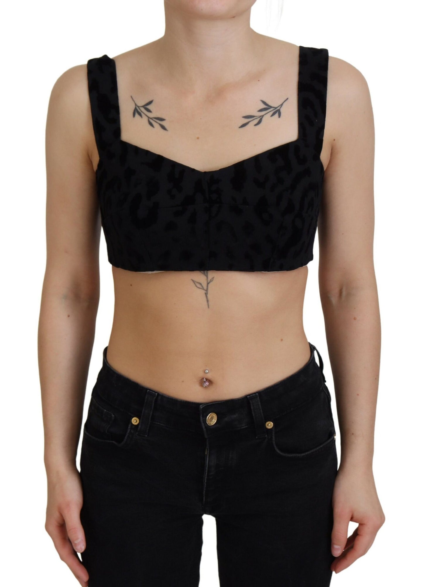 Dolce & Gabbana Haut corset court léopard noir