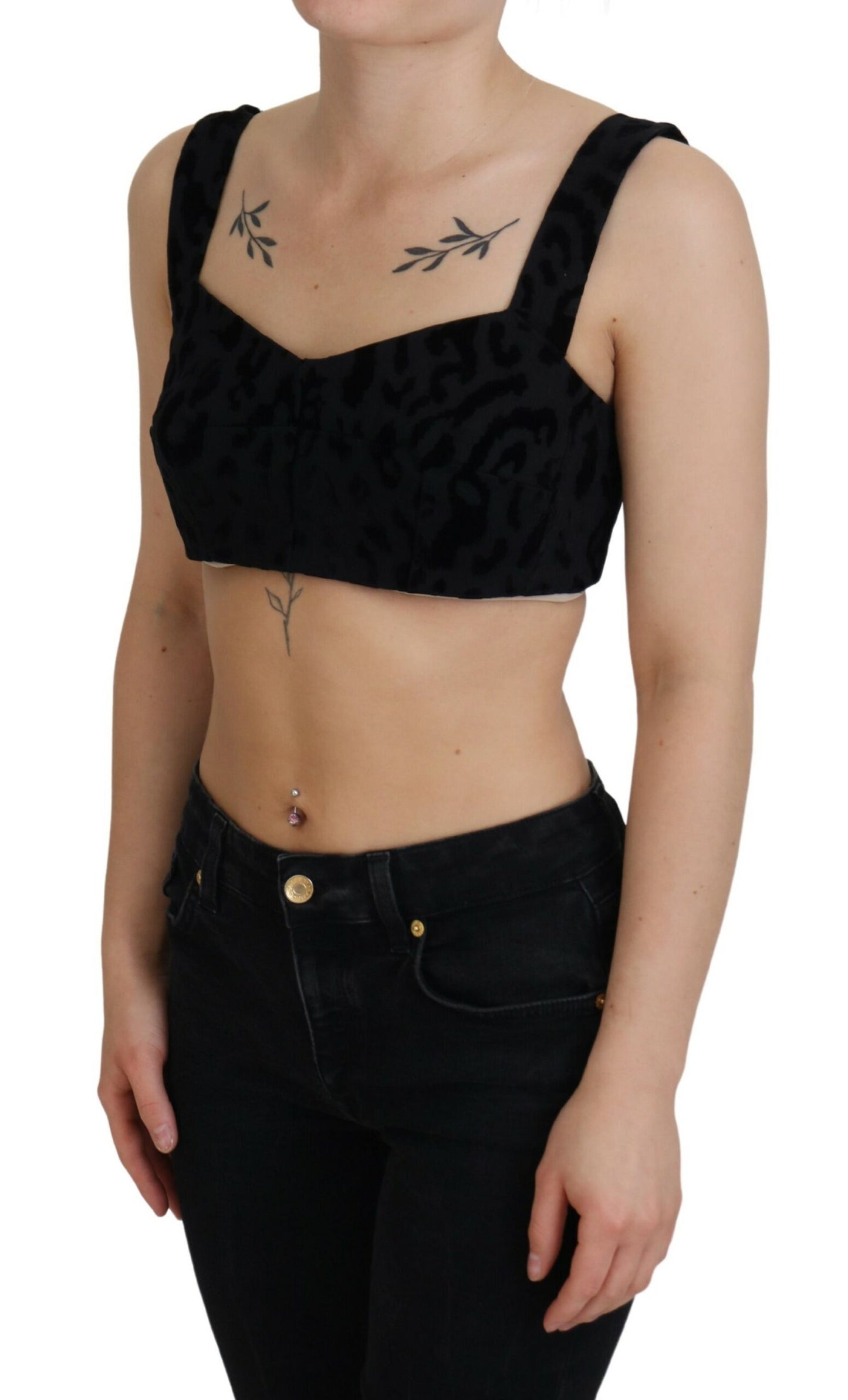 Dolce & Gabbana Haut corset court léopard noir