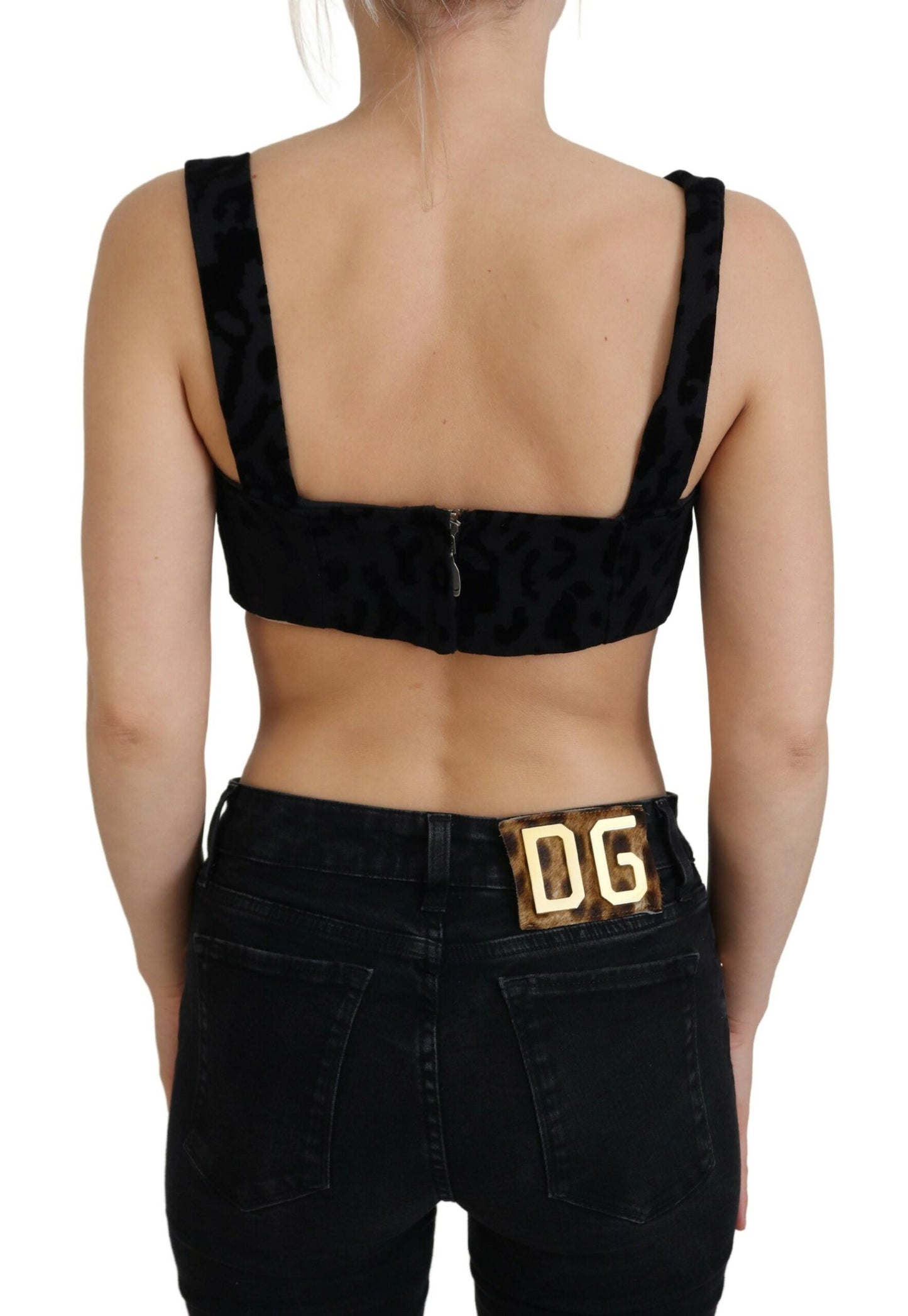 Dolce & Gabbana Haut corset court léopard noir