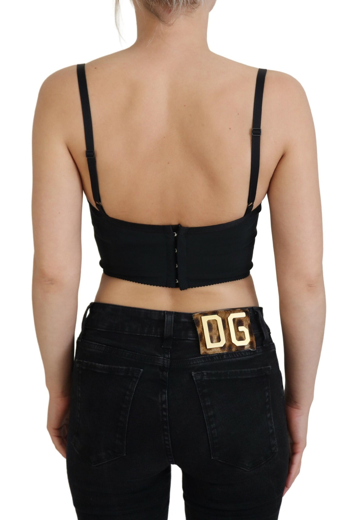 Dolce & Gabbana - Haut bustier court à imprimé léopard rose