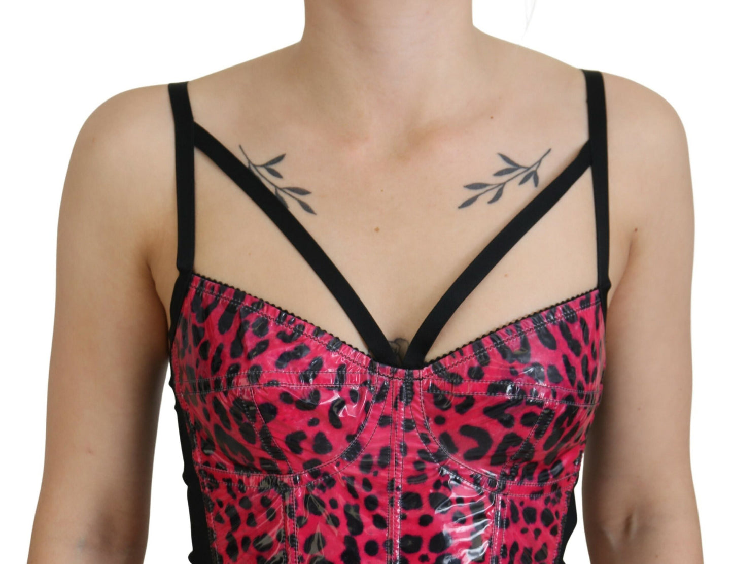 Dolce & Gabbana - Haut bustier court à imprimé léopard rose