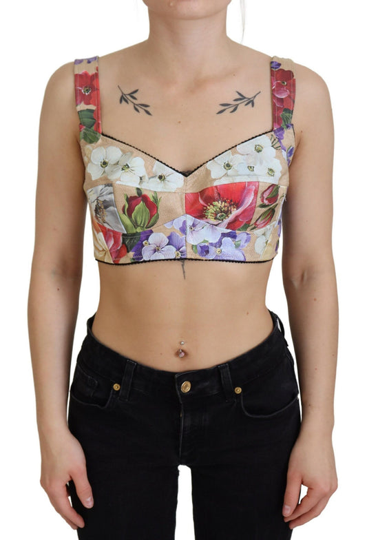 Dolce & Gabbana – Kurzes Bustier-Korsett-Oberteil mit mehrfarbigem Blumenmuster
