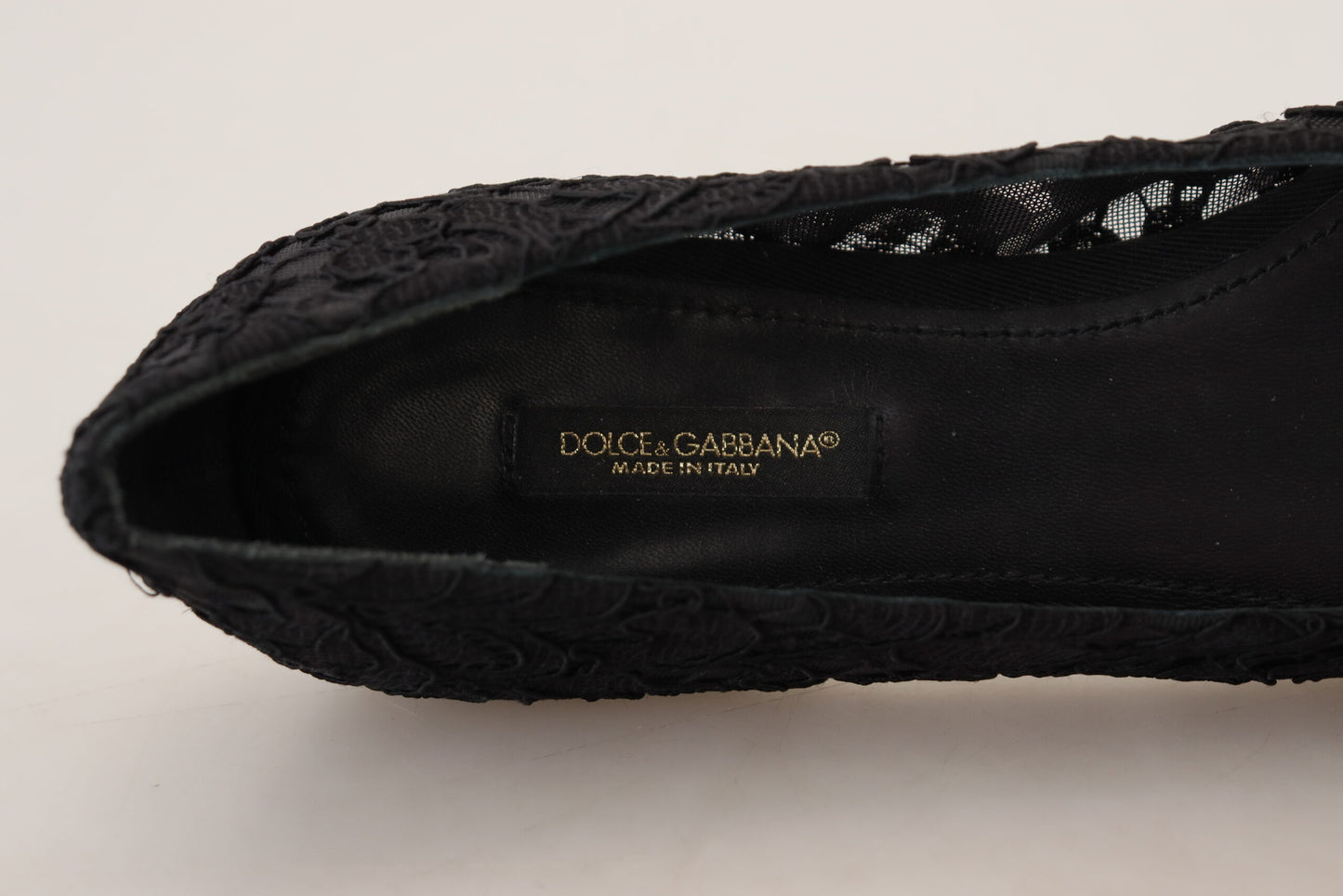 Chaussures plates en dentelle et cristaux Dolce & Gabbana Taormina noires