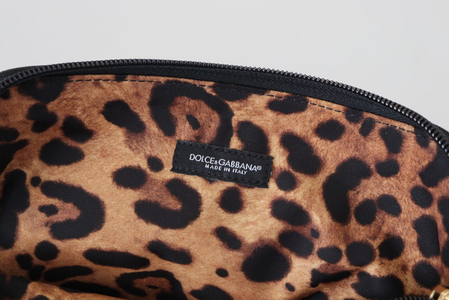 Trousse de toilette à imprimé léopard Dolce & Gabbana avec pochette à logo bleu