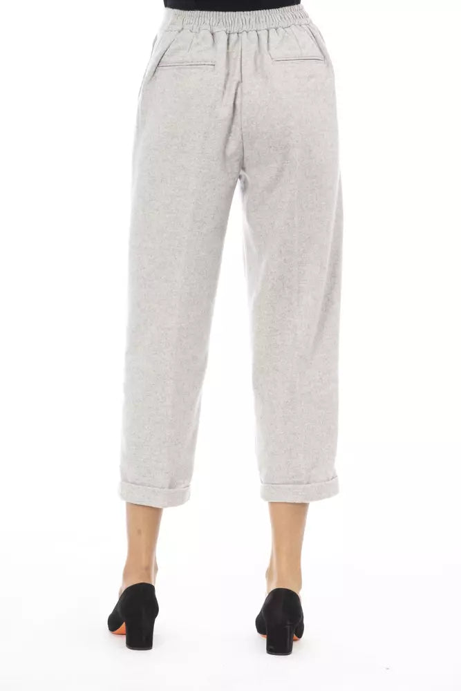 Alpha Studio Gray Wool Pant
