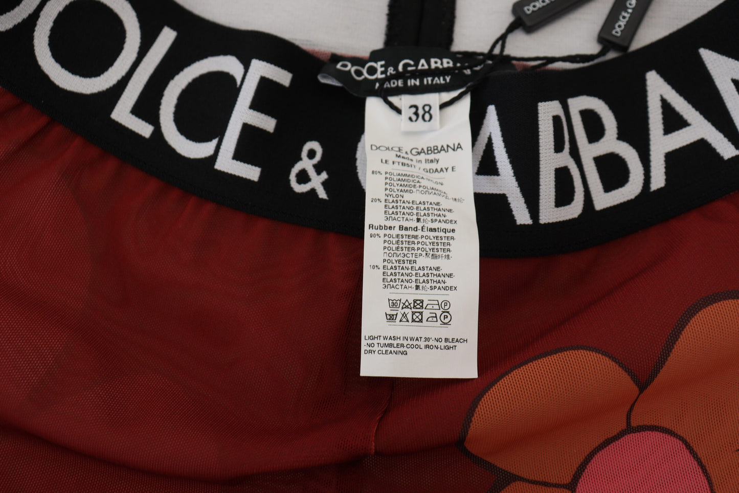 Dolce & Gabbana Rote Leggings mit Blumenmuster und Stretchbund