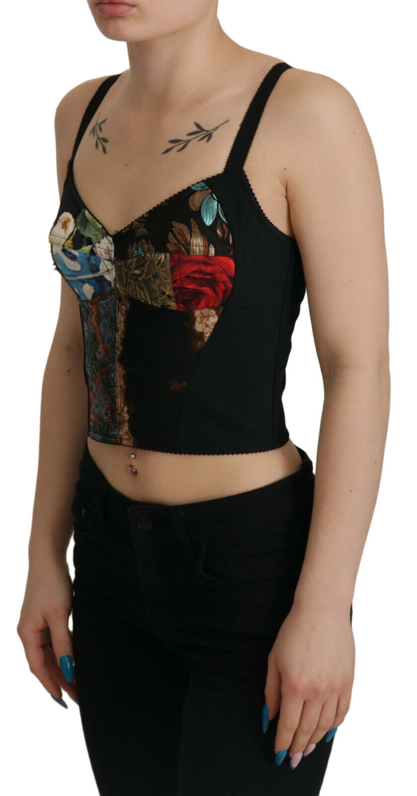 Chemisier corset noir patchwork Sicily de Dolce & Gabbana
