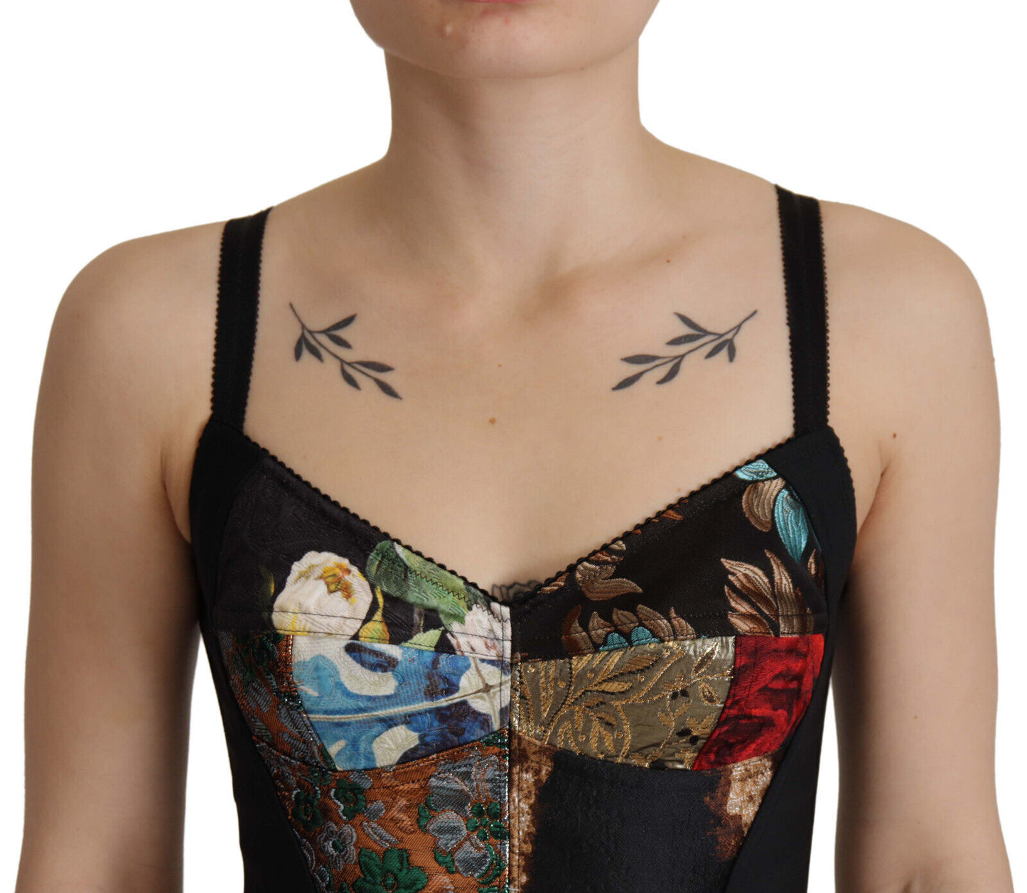 Chemisier corset noir patchwork Sicily de Dolce & Gabbana