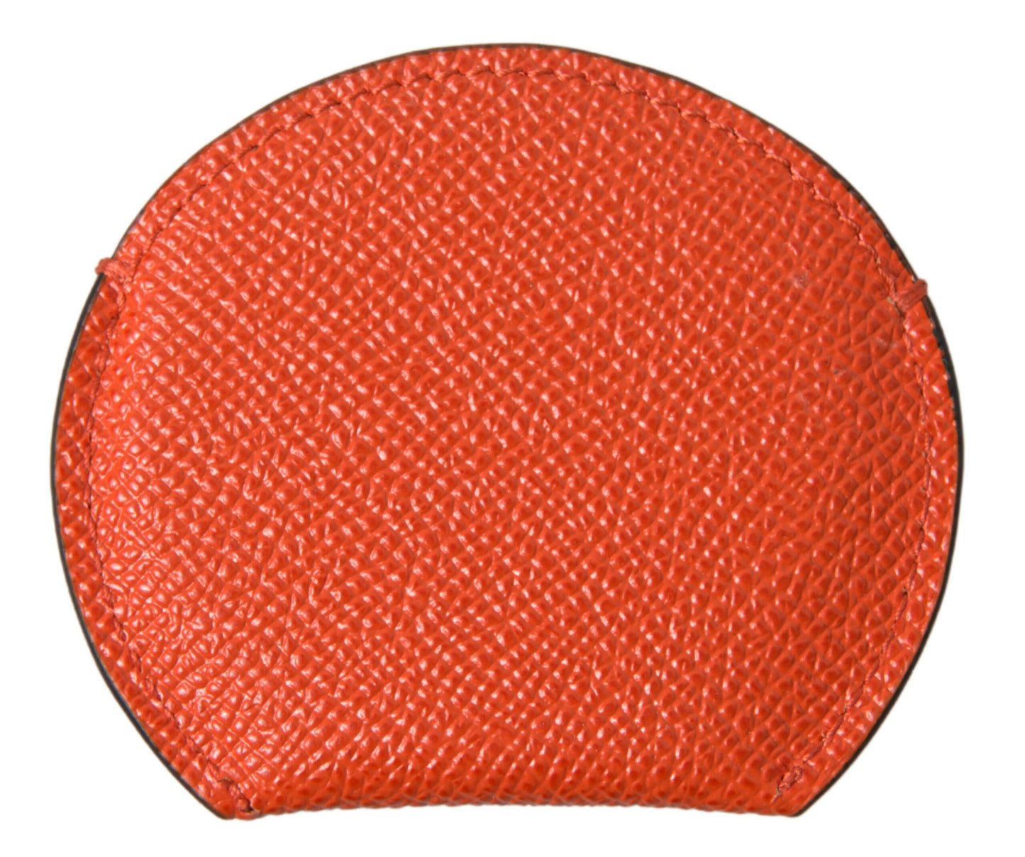 Dolce & Gabbana – Handspiegelhalter aus orangefarbenem Kalbsleder mit rundem Logo