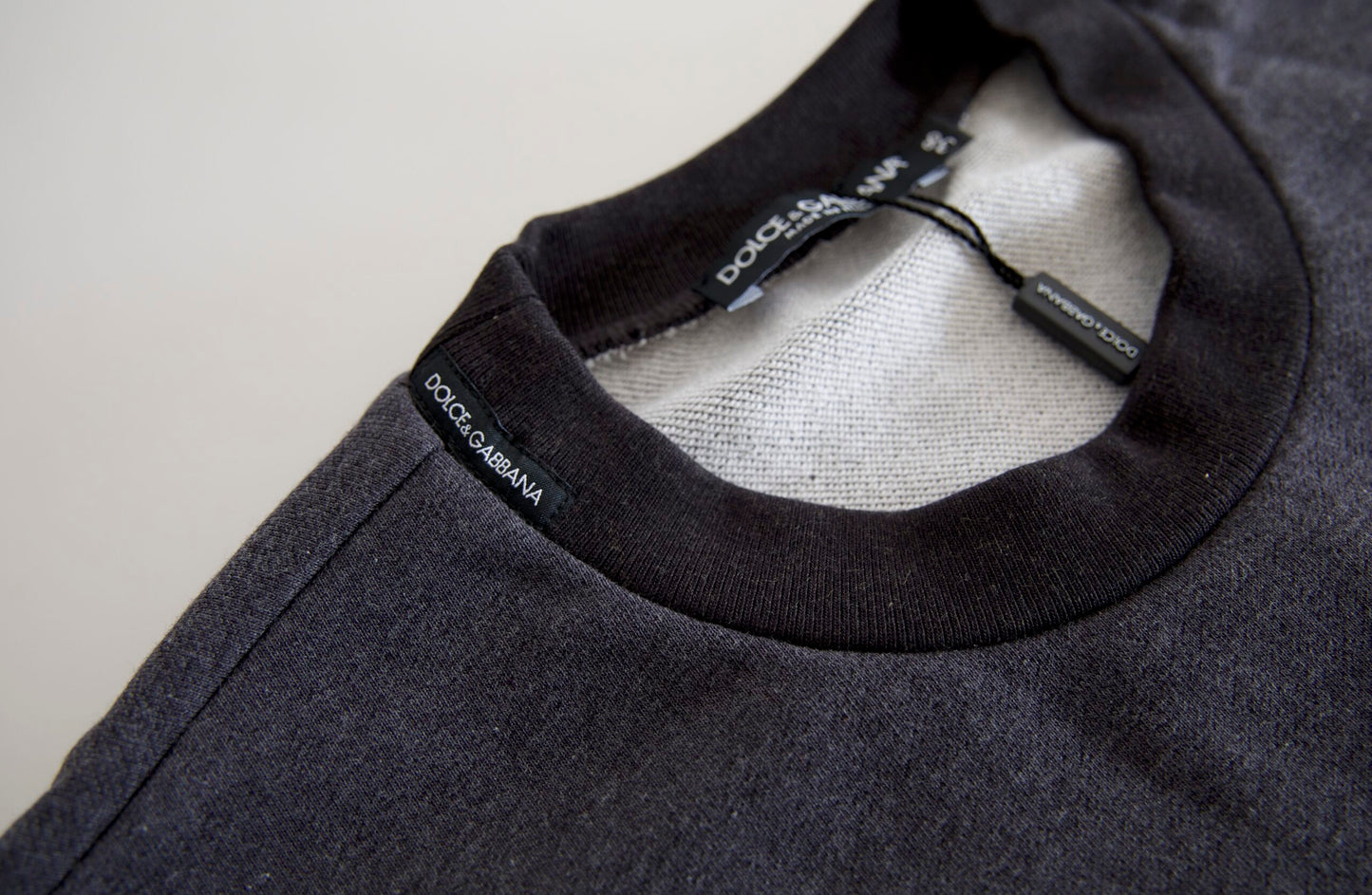 Pull ras du cou en coton gris foncé Dolce & Gabbana
