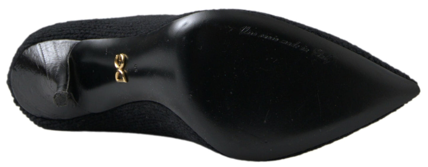 Chaussures à talons aiguilles mi-mollet noires Dolce & Gabbana pour femmes