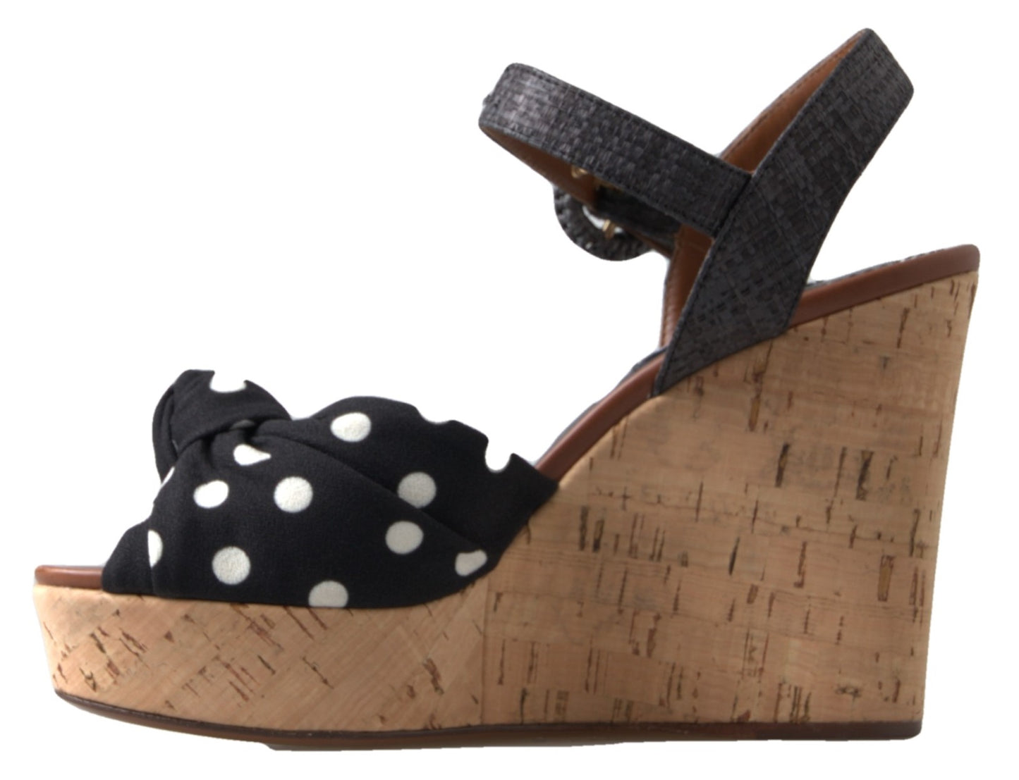 Sandales compensées noires à pois Dolce & Gabbana