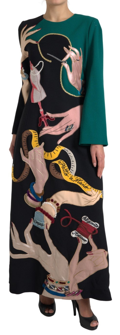 Robe longue trapèze multicolore à manches longues Dolce & Gabbana