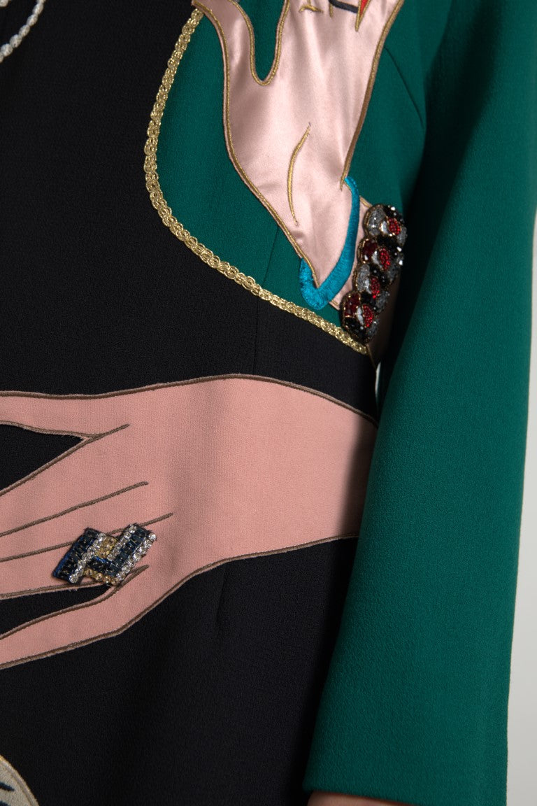 Robe longue trapèze multicolore à manches longues Dolce & Gabbana