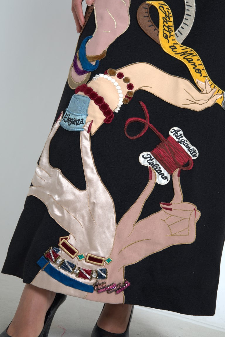 Robe longue trapèze multicolore à manches longues Dolce & Gabbana