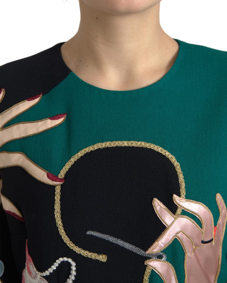 Robe longue trapèze multicolore à manches longues Dolce & Gabbana