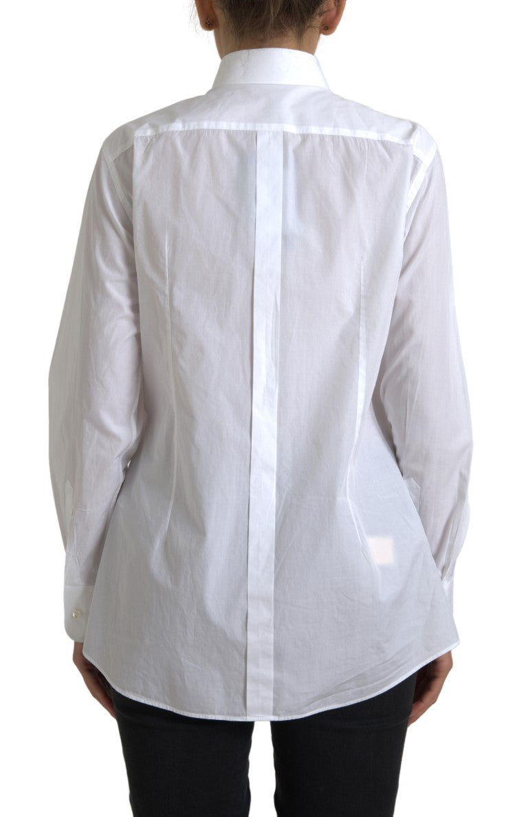 Chemise à manches longues et col en coton Dolce & Gabbana blanche