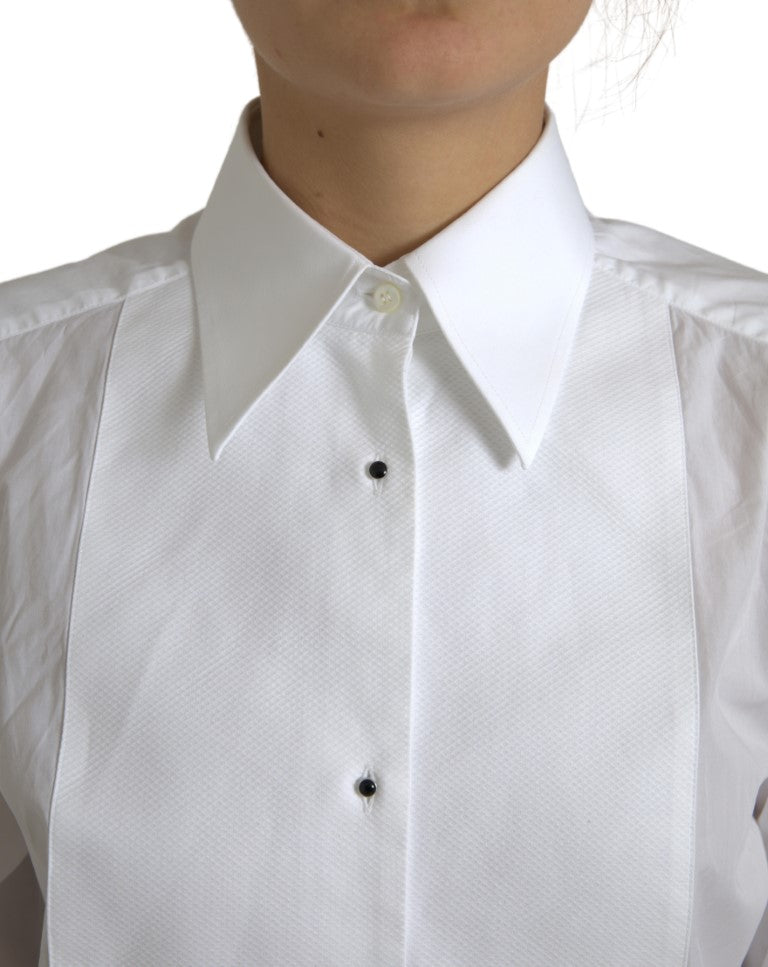 Chemise à manches longues et col en coton Dolce & Gabbana blanche