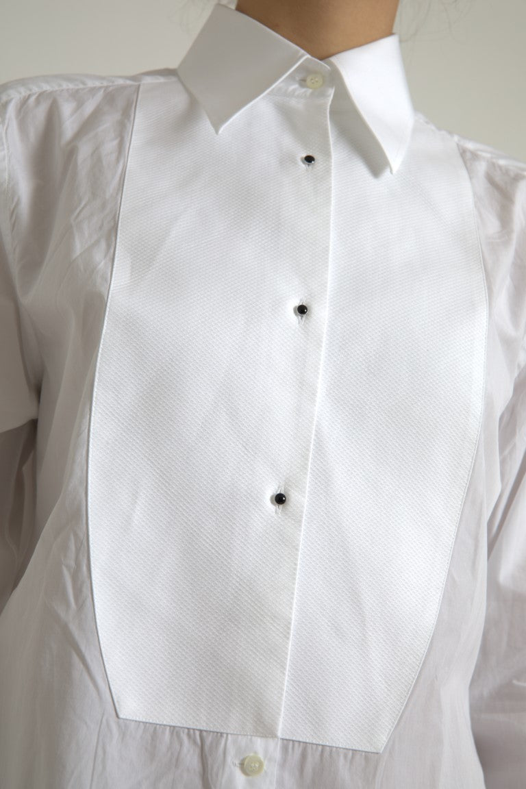 Chemise à manches longues et col en coton Dolce & Gabbana blanche