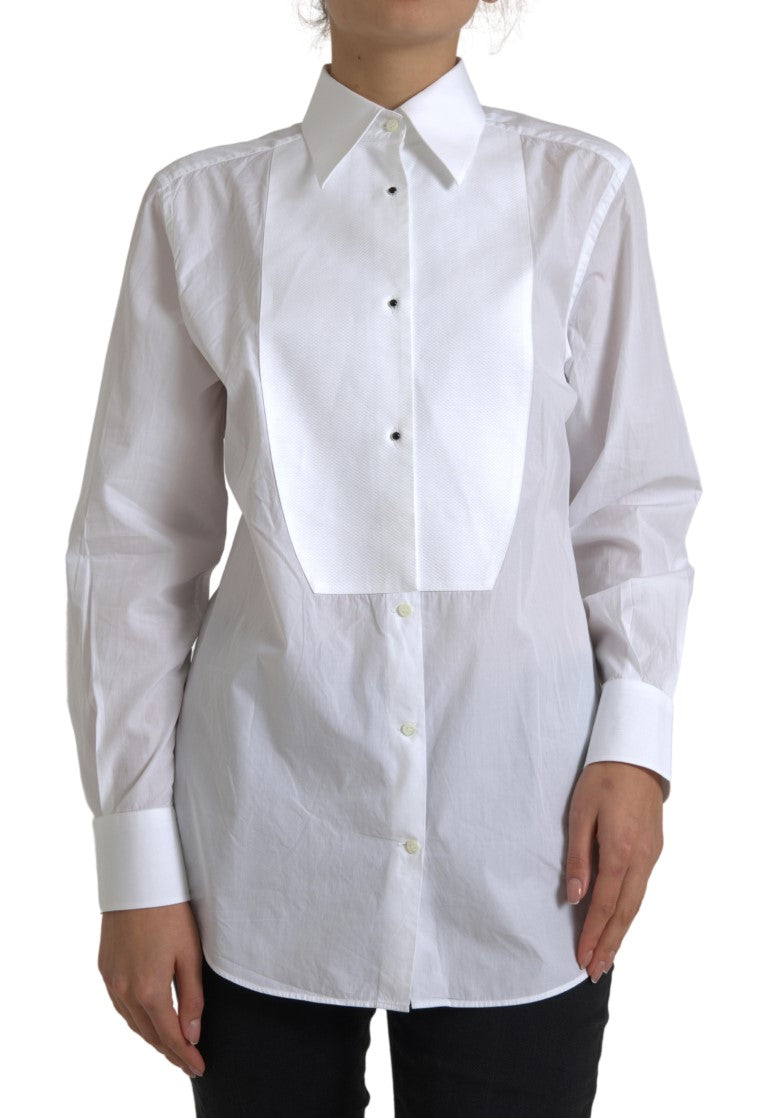 Chemise à manches longues et col en coton Dolce & Gabbana blanche