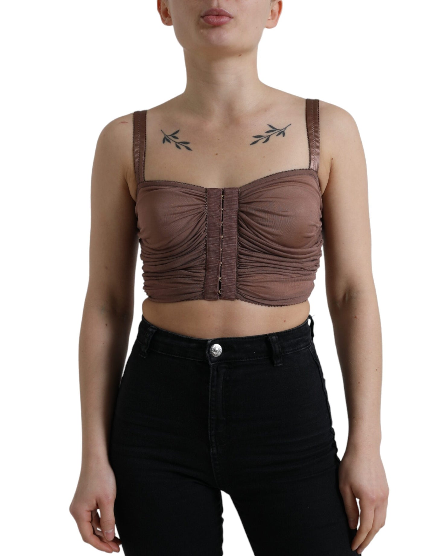 Dolce & Gabbana Haut court sans manches en viscose marron