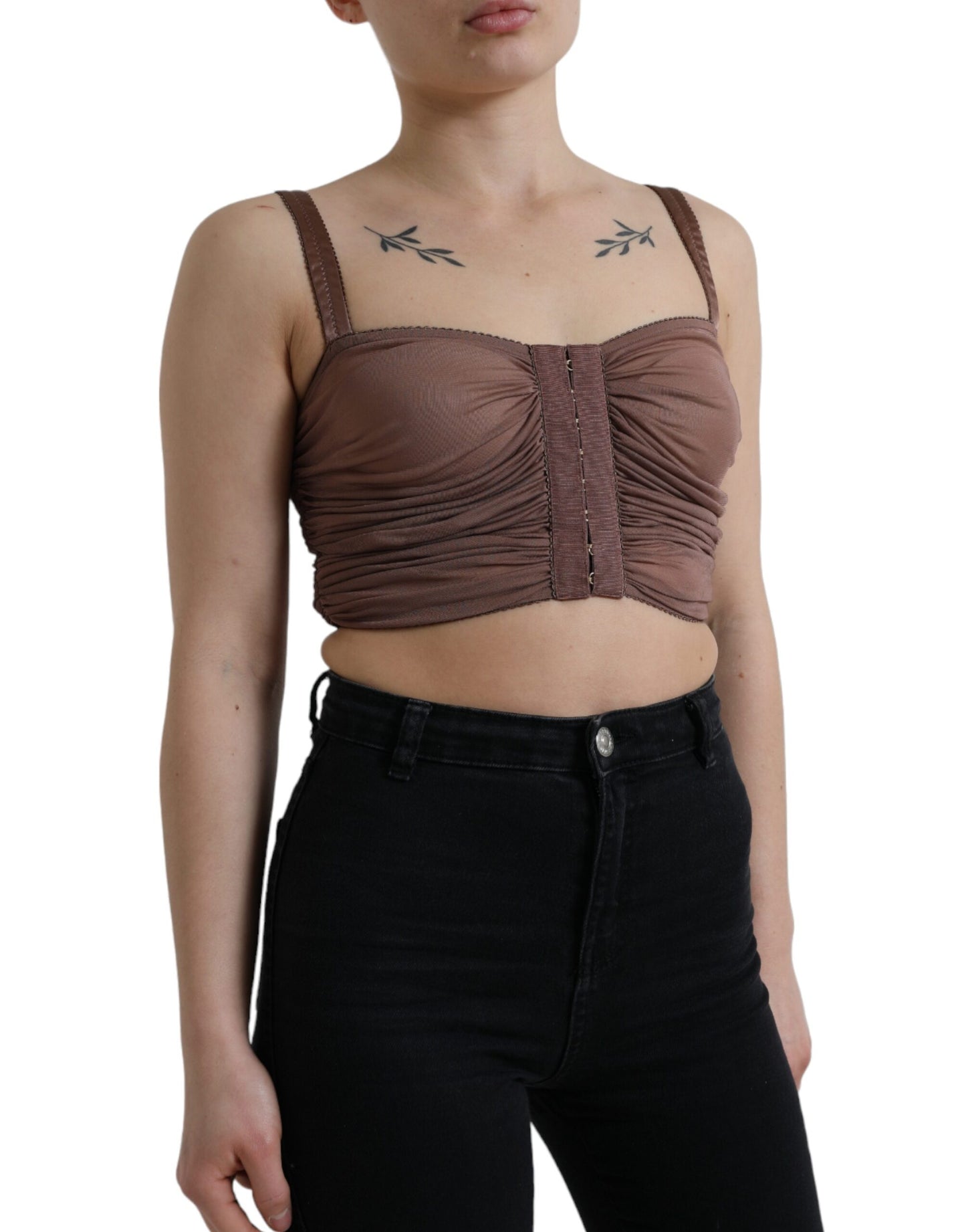 Dolce & Gabbana Haut court sans manches en viscose marron