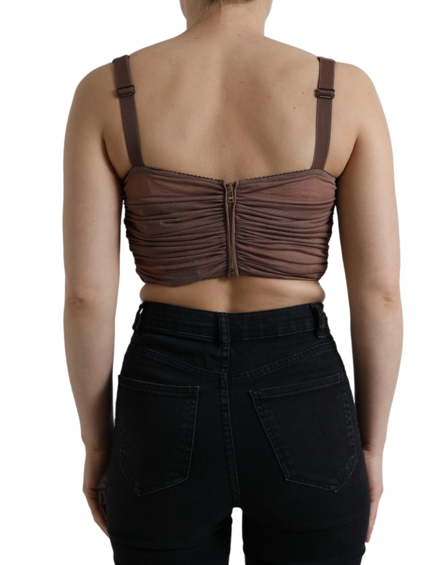 Dolce & Gabbana Haut court sans manches en viscose marron