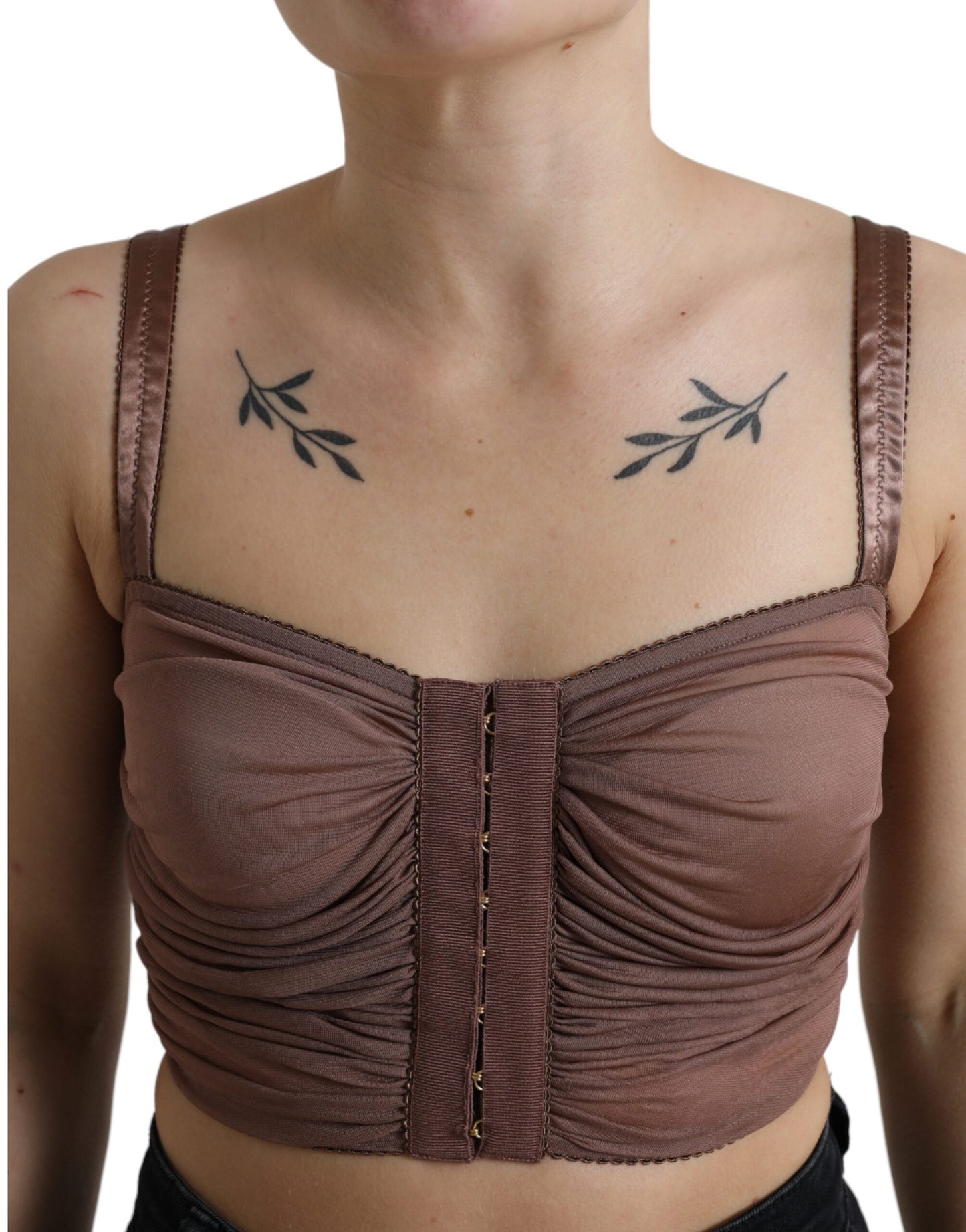 Dolce & Gabbana Haut court sans manches en viscose marron