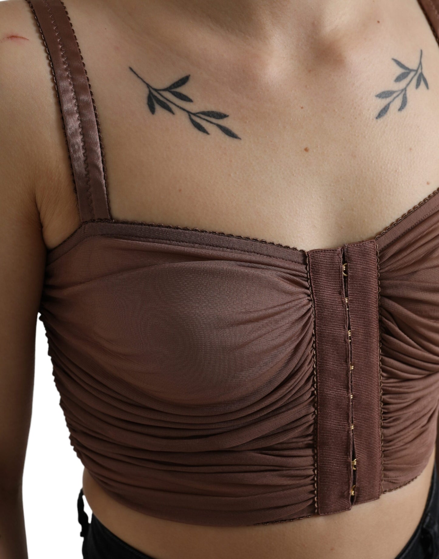 Dolce & Gabbana Haut court sans manches en viscose marron