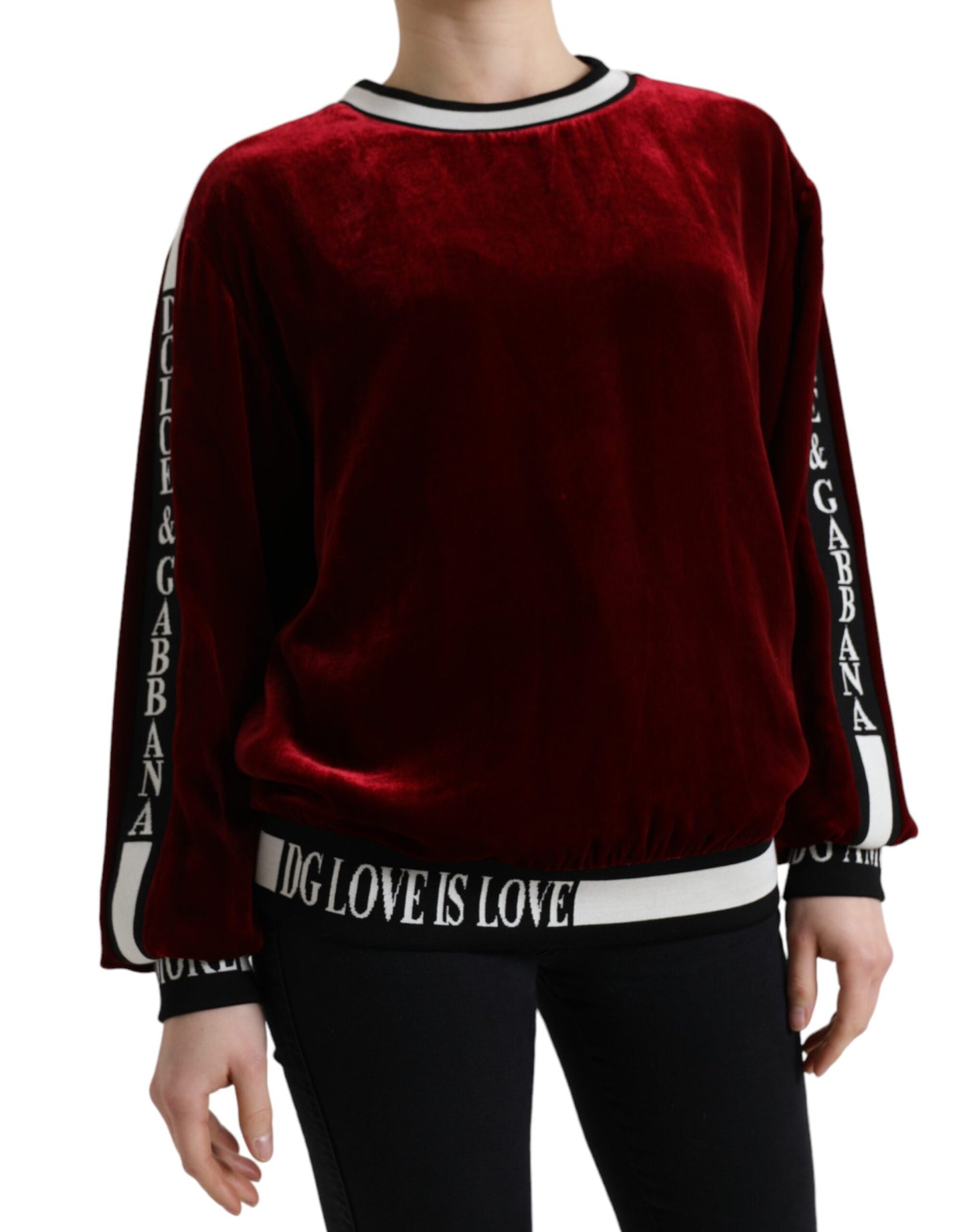 Pull ras du cou en velours bordeaux Dolce & Gabbana