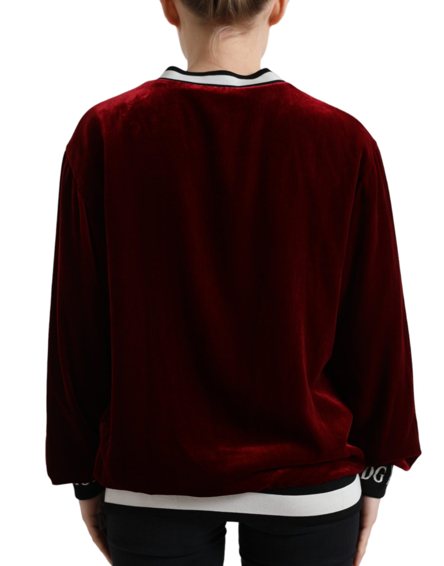 Pull ras du cou en velours bordeaux Dolce & Gabbana